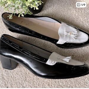 Salvatore Ferragamo vintage tassel heeled loafers Vera pump style black 7.5 B